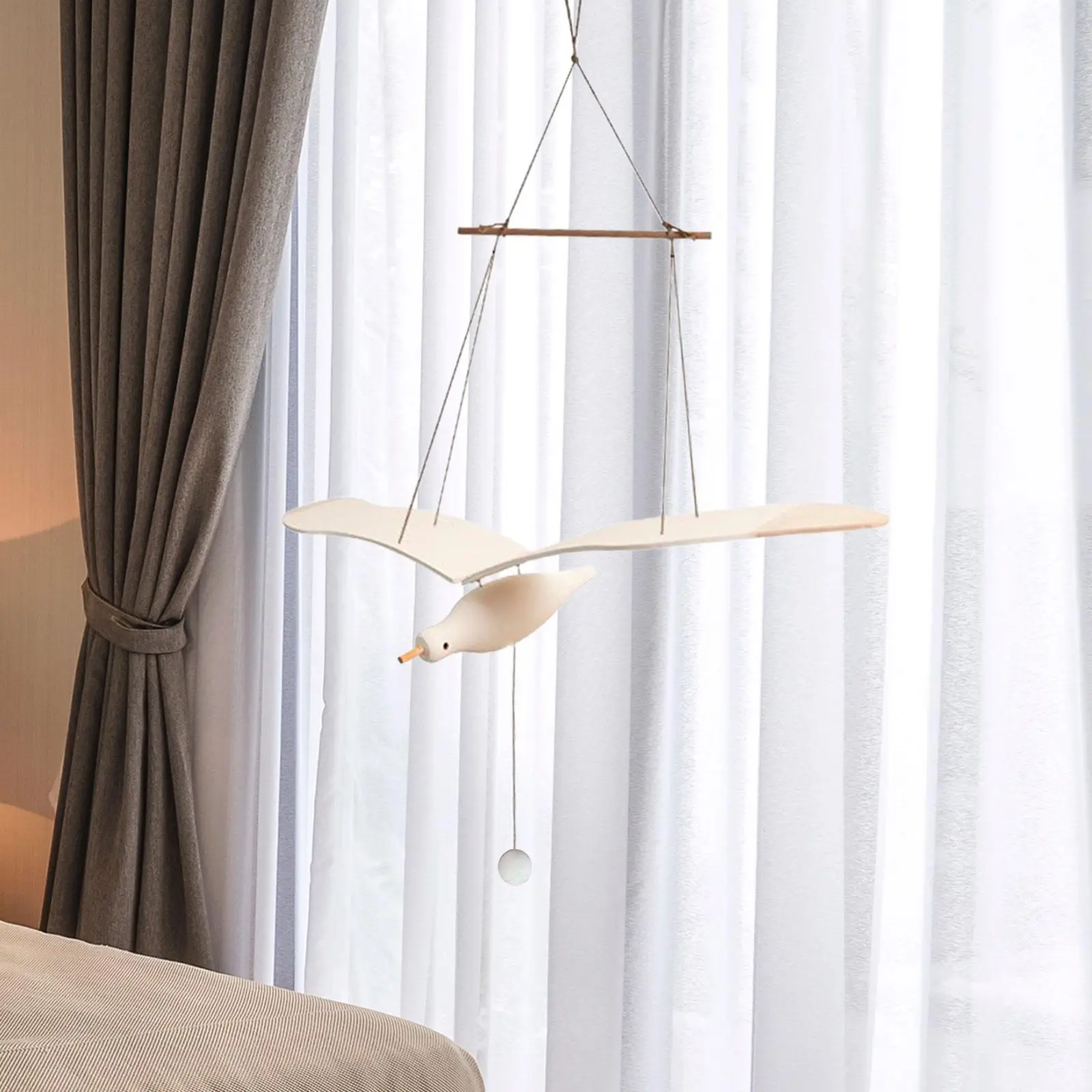 Seagull Mobile Pendant Wood Seagull Decor Hanging Soaring Seagulls for Living Room Home Window Balcony Indoor Outdoor