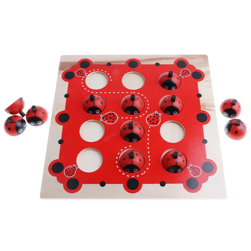 Wooden Ladybird Animal Board Matching Memory Training Puzzle Game Preschool Kindergarten Toddler Educational Toys Gift