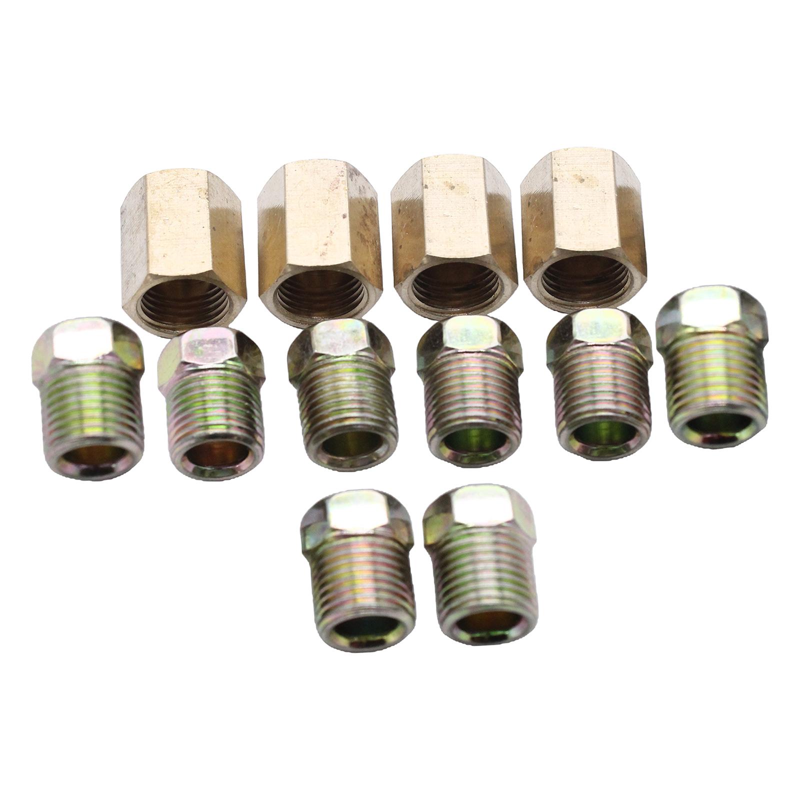 1/4 inch Brake Line Connector Fittings Brass Unions 7/16-24 Inverted Motors Parts