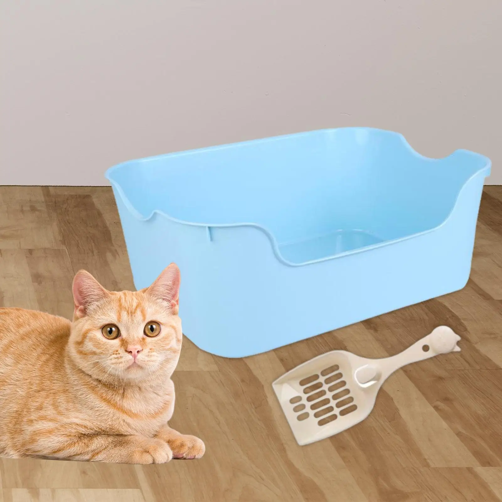 Cat Litter Box Sand Box Kitty Litter Pan Top Pet Litter Tray with High Side for Indoor Cats Easy to Clean, No Odor