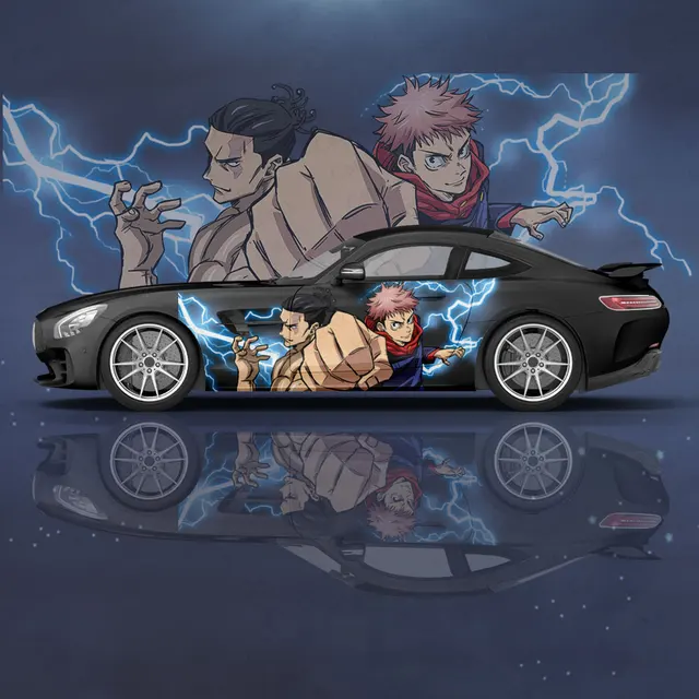 Anime Jujutsu Kaisen Auto Aufkleber universelle große Auto Aufkleber gemalt  modifizierte Rennwagen Aufkleber Seite Grafik Schmerz Auto Aufkleber -  AliExpress