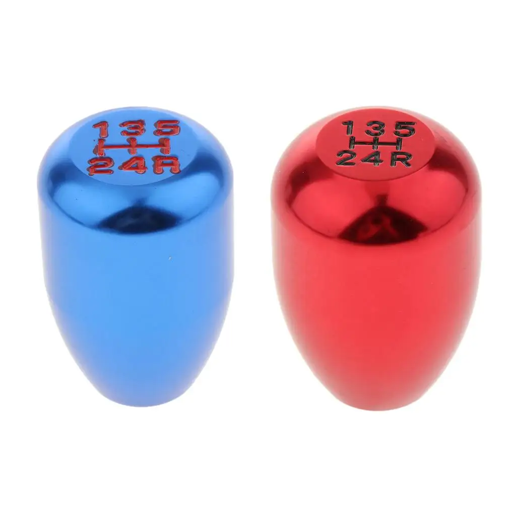 Car CNC Manual 5 Speed Shift Knob Shifter Lever with Adapter Blue+Red NEW