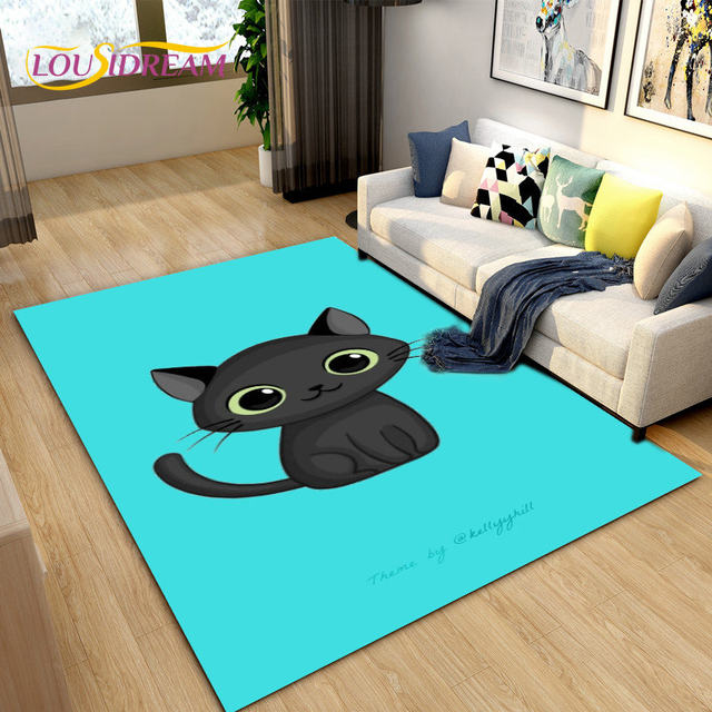 TEALP Cute Rug for Kids Room, Cat Floor Rug, Cartoon Doormat Washable  Cartoon Mat Non-Skid Mats for Bedroom/Living Room/Bathroom/Kitchen 20x23in,  Cat