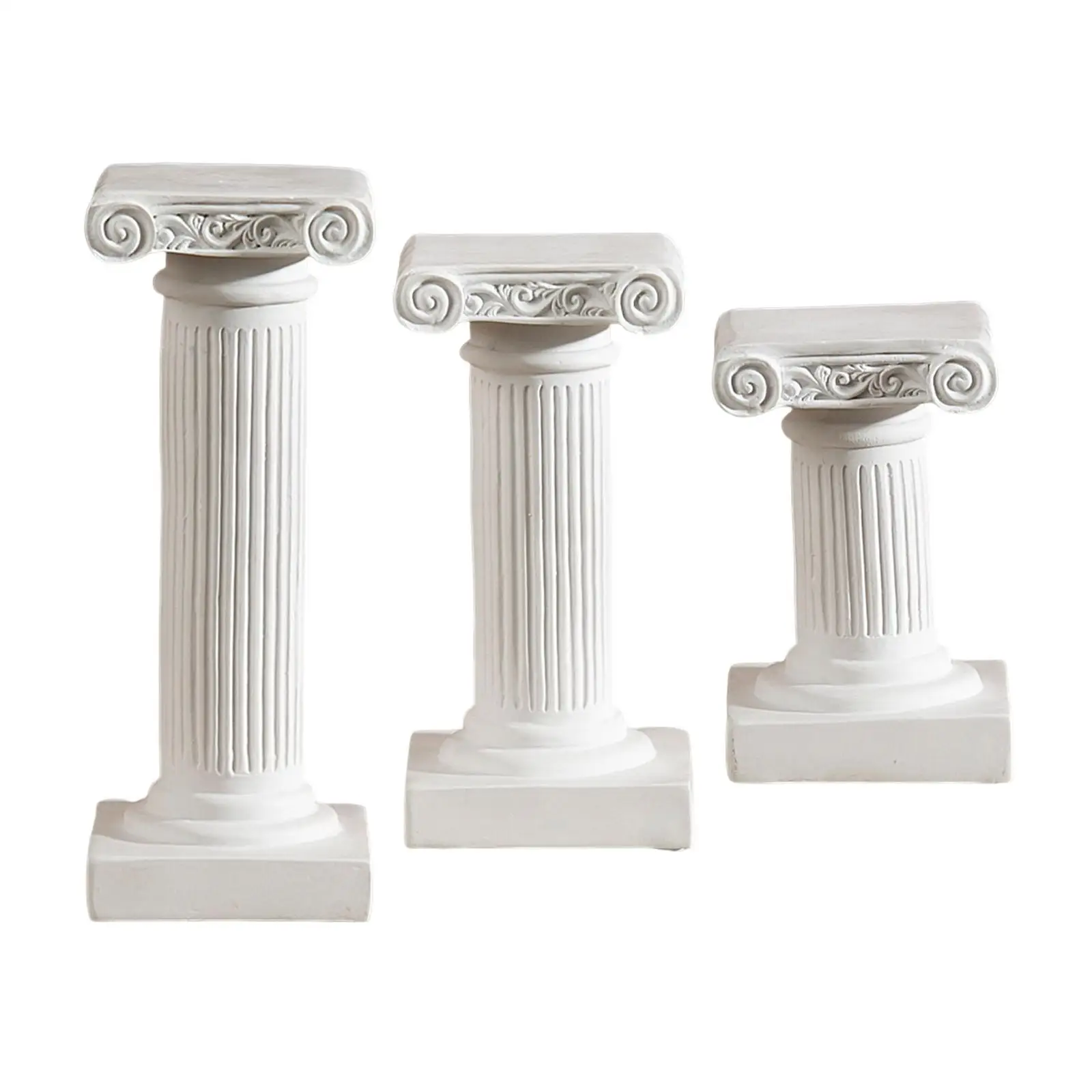 Mini Greek Columns Alabaster Sculpture Cast Resin Home Decor Table Centerpieces White Roman Columns for Courtyard Art Wedding
