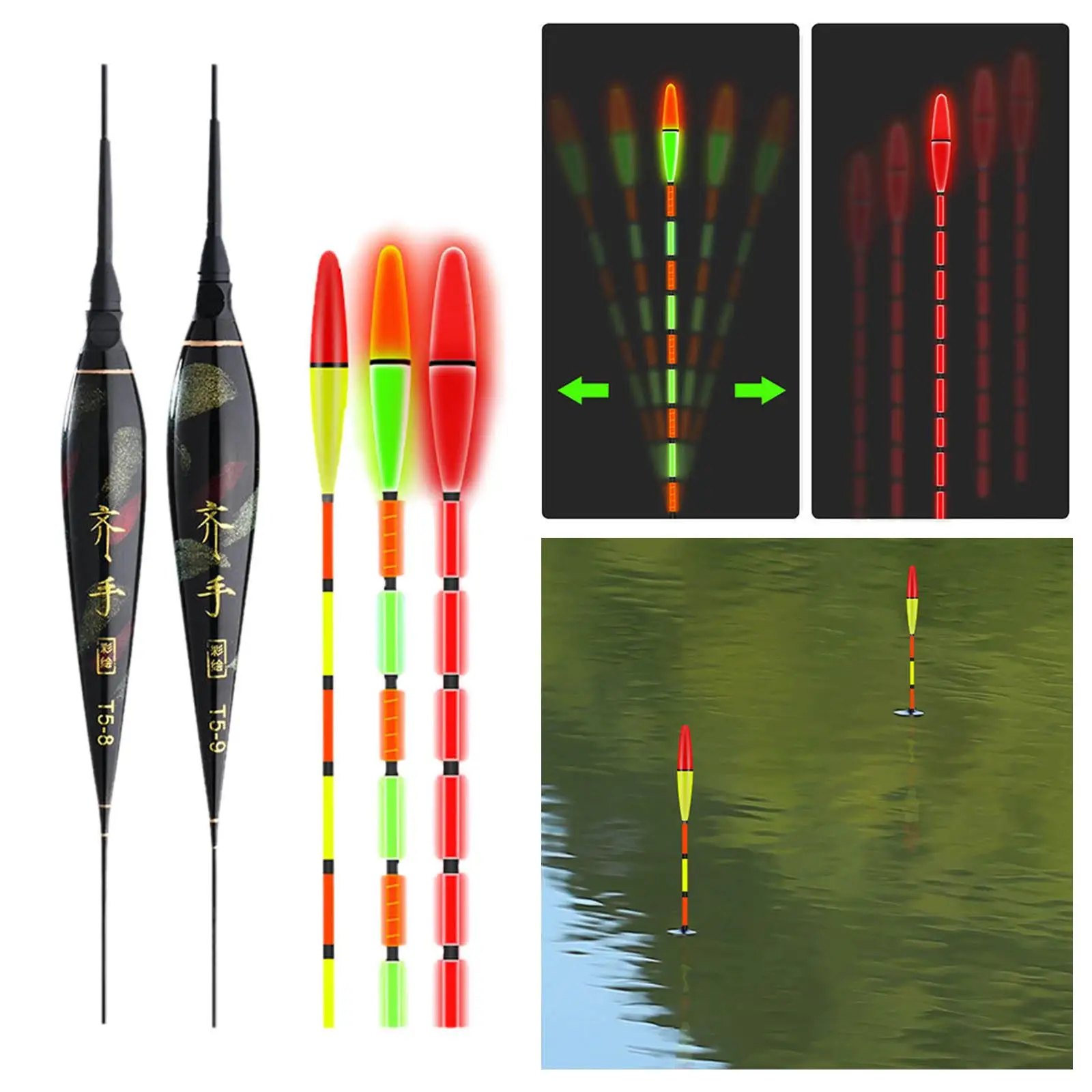 Luminous Electric Fishing Floats High Sensitivity Stick Float Bobber Automatic Reminder Color Change Lure Fishing Buoy Tackle
