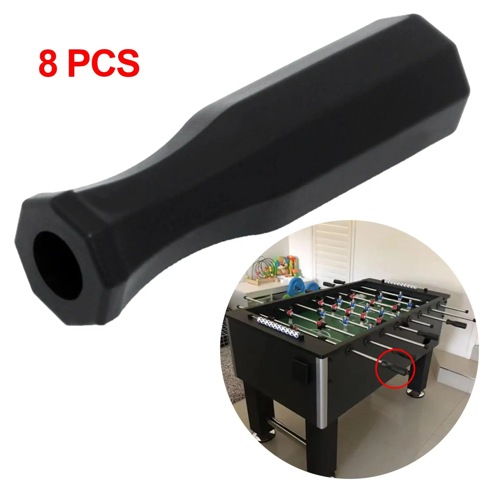 8 Pieces Foosball Handle Grips  Handles Black Octagonal Handles