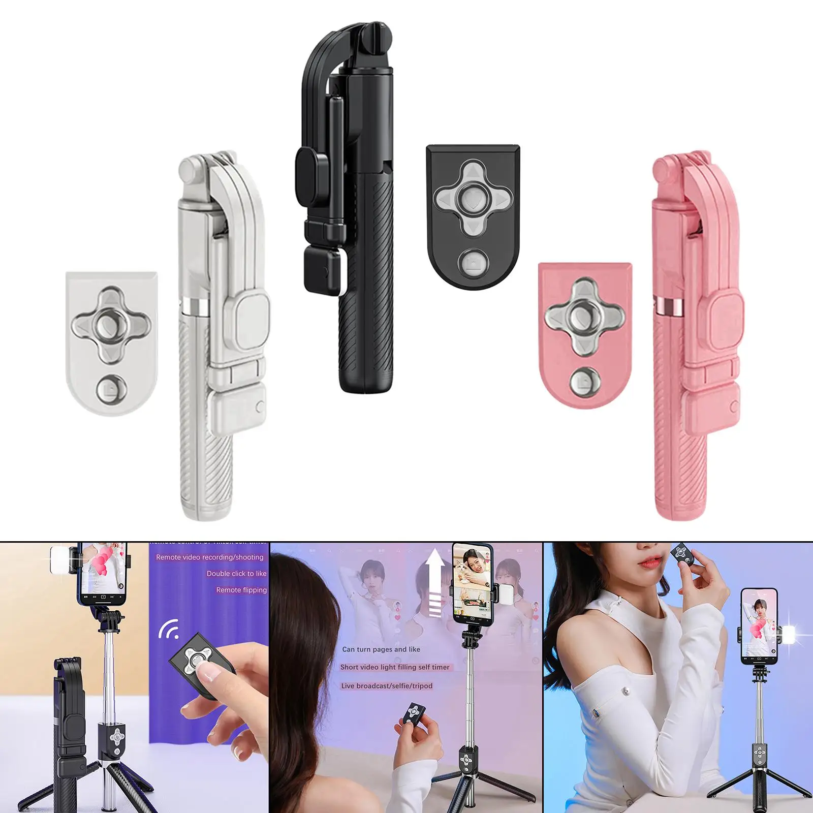 Selfie Stick Tripod Bluetooth Remote Portable All in One Professional Fill Light Stable Extendable for Smartphone Live Streaming