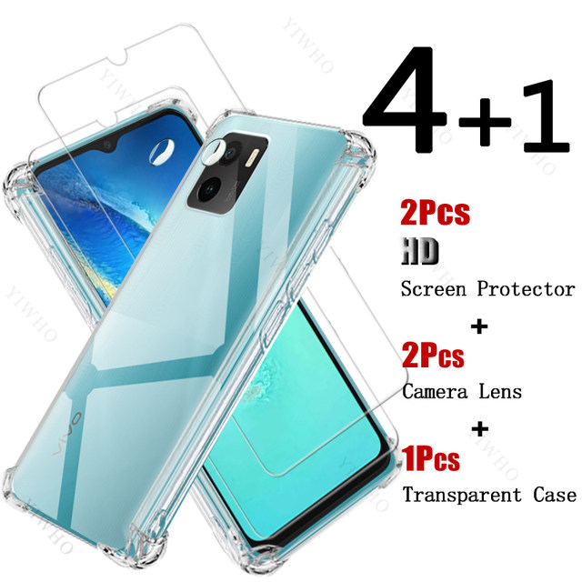 Cover Tempered Glass Screen Protectors for Vivo Y15s Soft Silicone