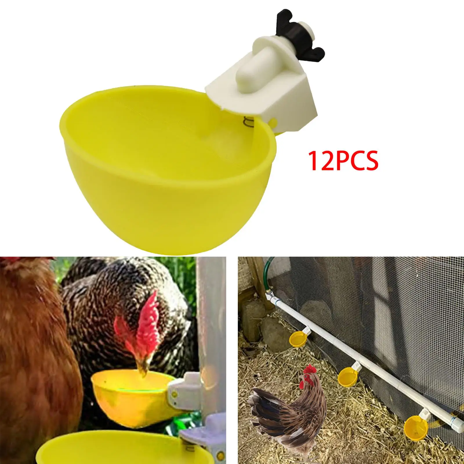 12Sets Chicken Waterer Plastic Automatic Chick Bird Quail Drinking Bowl With Screws Poultry Farm Animal Supplies