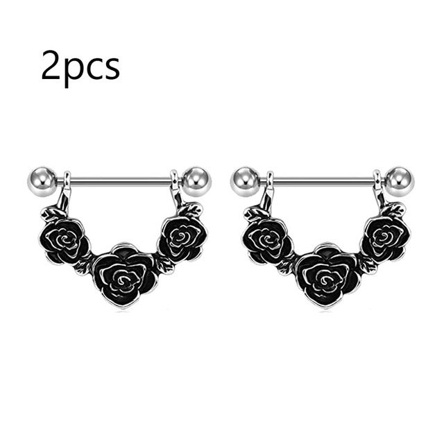 1 Pair Stainless Steel Breast Piercing Punk Jewelry Heart Nipple