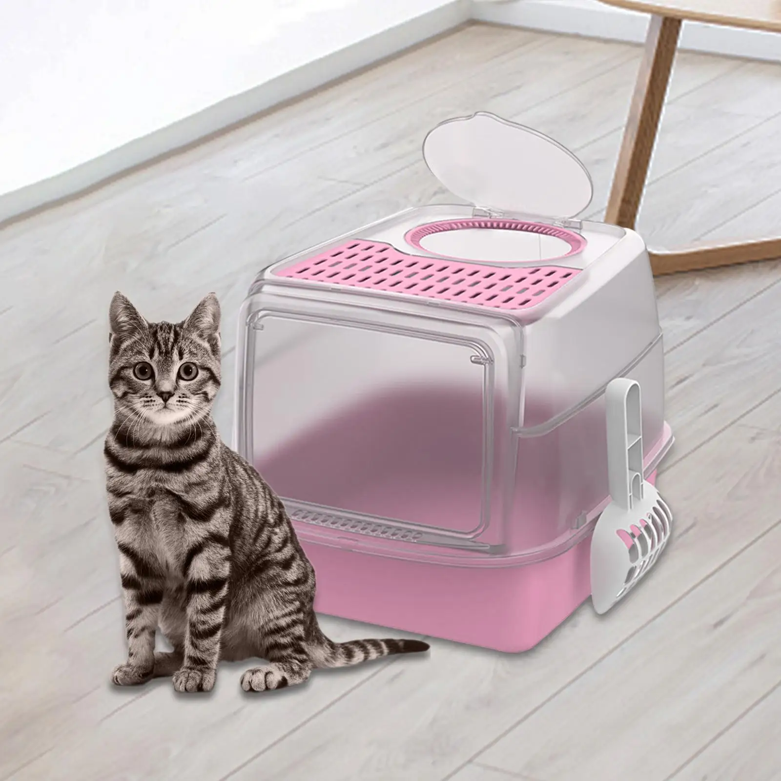 Hooded Cat Litter Boxes with Scoop Large Spacious Easy Access Pet Accessories Privacy Anti Splashing Cat Toilet Pet Litter Boxes