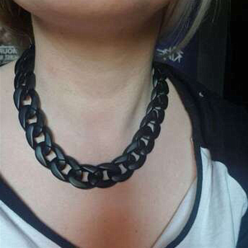 Einfache Halskette mattschwarze Kette Halskette übertreiben Hip Hop Punk kurze Accessoires für Frauen – Detail 4