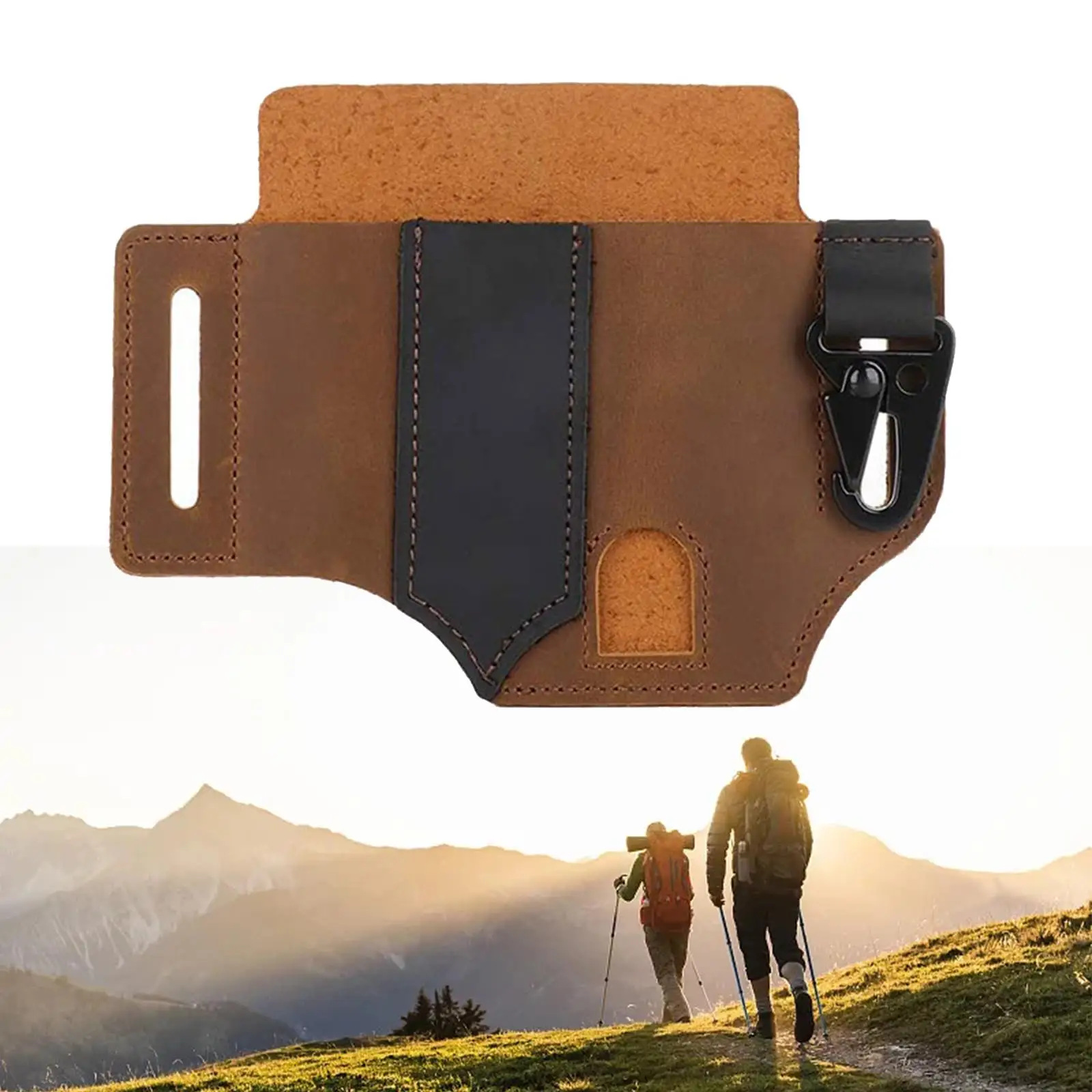 Leather Sheath, Multitool Sheath and Keychain Clip, Pocket Organizer for Men Tools, Belt, Work and Daily Use