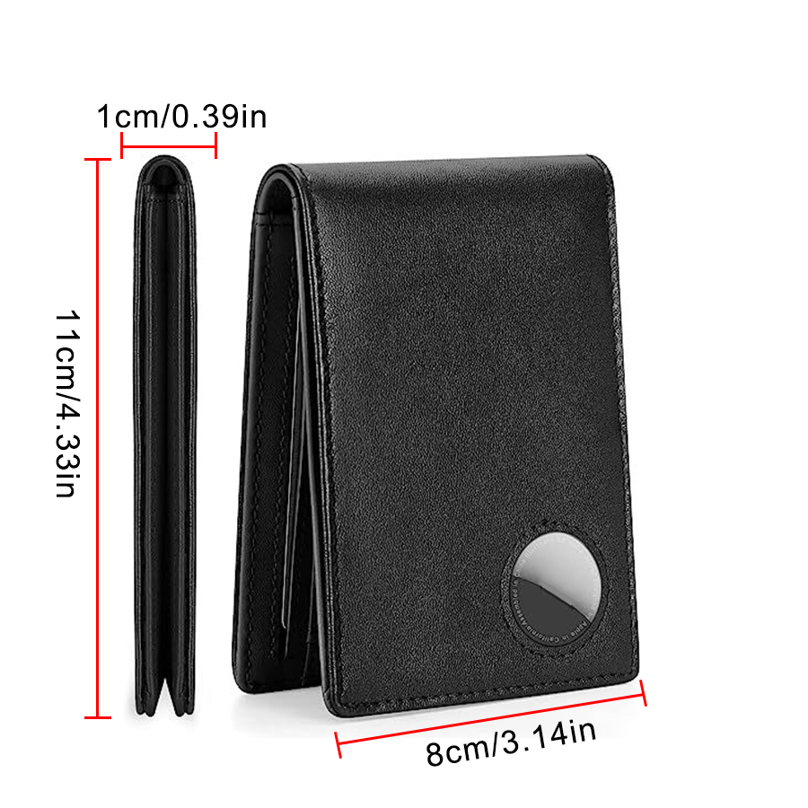 Rfid Carbon Fiber Leather Men Airtag Wallets Purse Credit Card Holder for Air Tag Purse Black Luxury Minimalist Wallet for Men