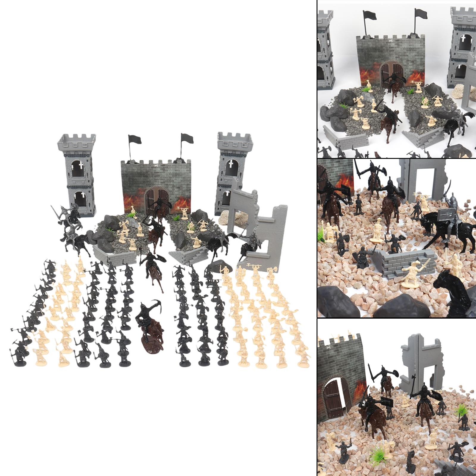 Simulation Soldier Model Set Cavalry Development Toys Ruins Arrow Towers Ancient Soldier Soldier Static Model Warriors for Gift