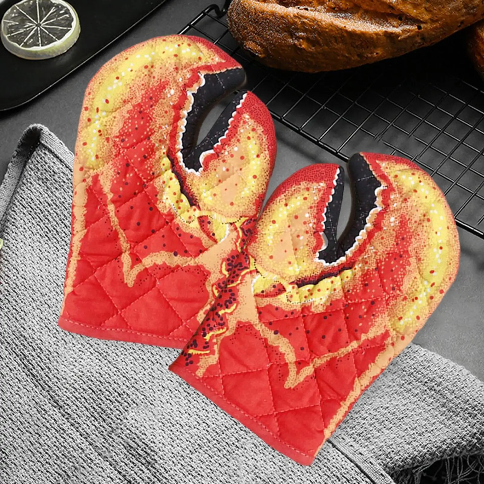 Lobster Claw Oven Mitts Heat Resistant for Oven Cooking Cotton Lining for Baking, Cooking, BBQ Grilling