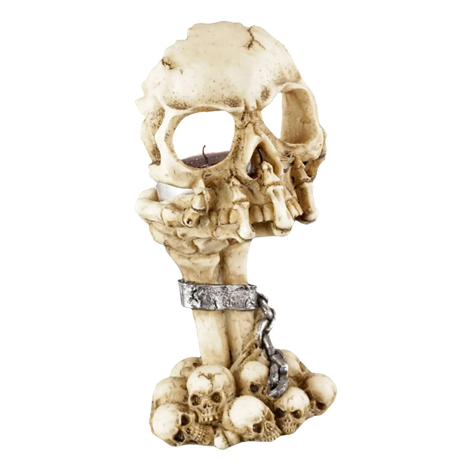 Skull Candle Holders Ornament Decorative for Outdoor Dining Table Spooky Bar