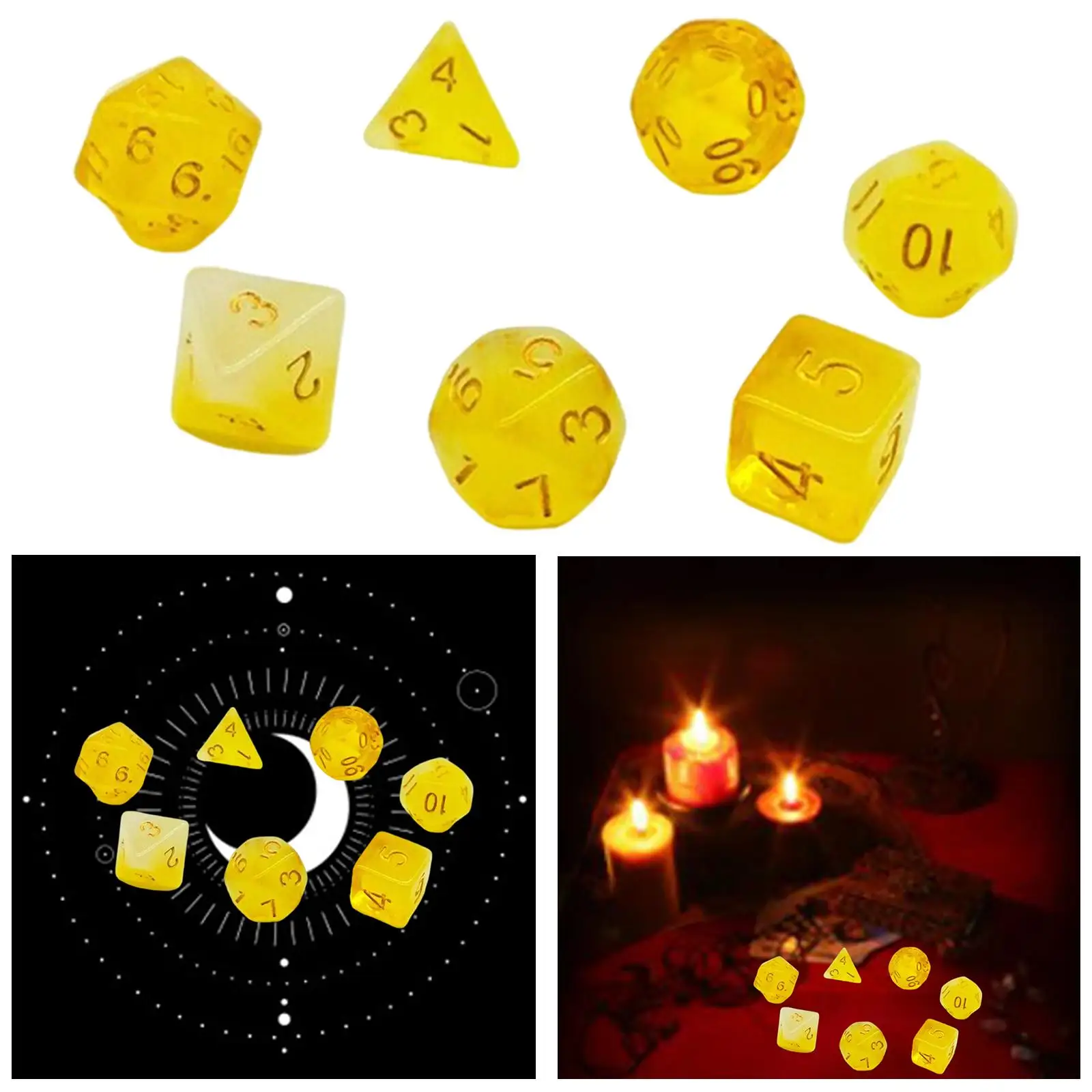 7x Acrylic Polyhedral Dice TRPG DND Games for Leisure Entertainment Dice Set