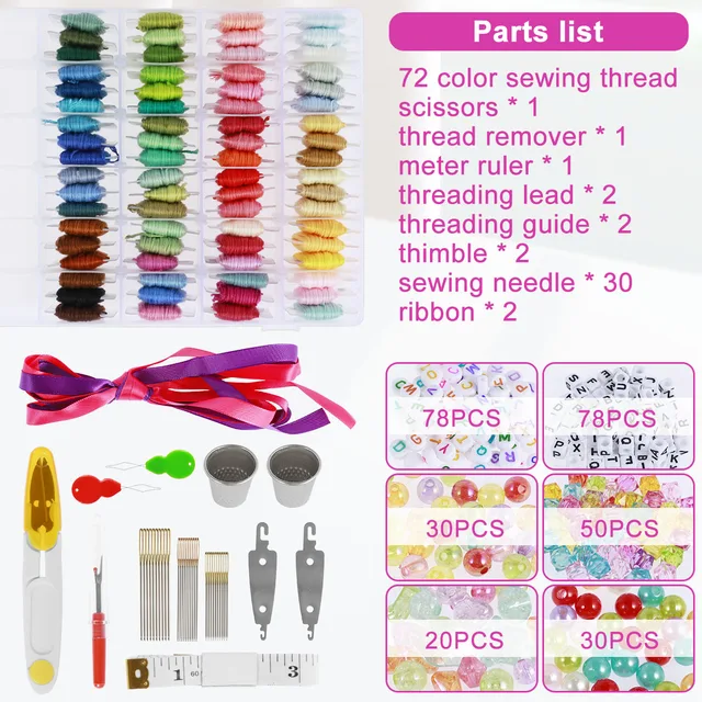 399Pcs String Bracelet Making Kit 72 Colors Embroidery String Kits with 286  Beads Embroidery Tools Complete Embroidery Threads - AliExpress