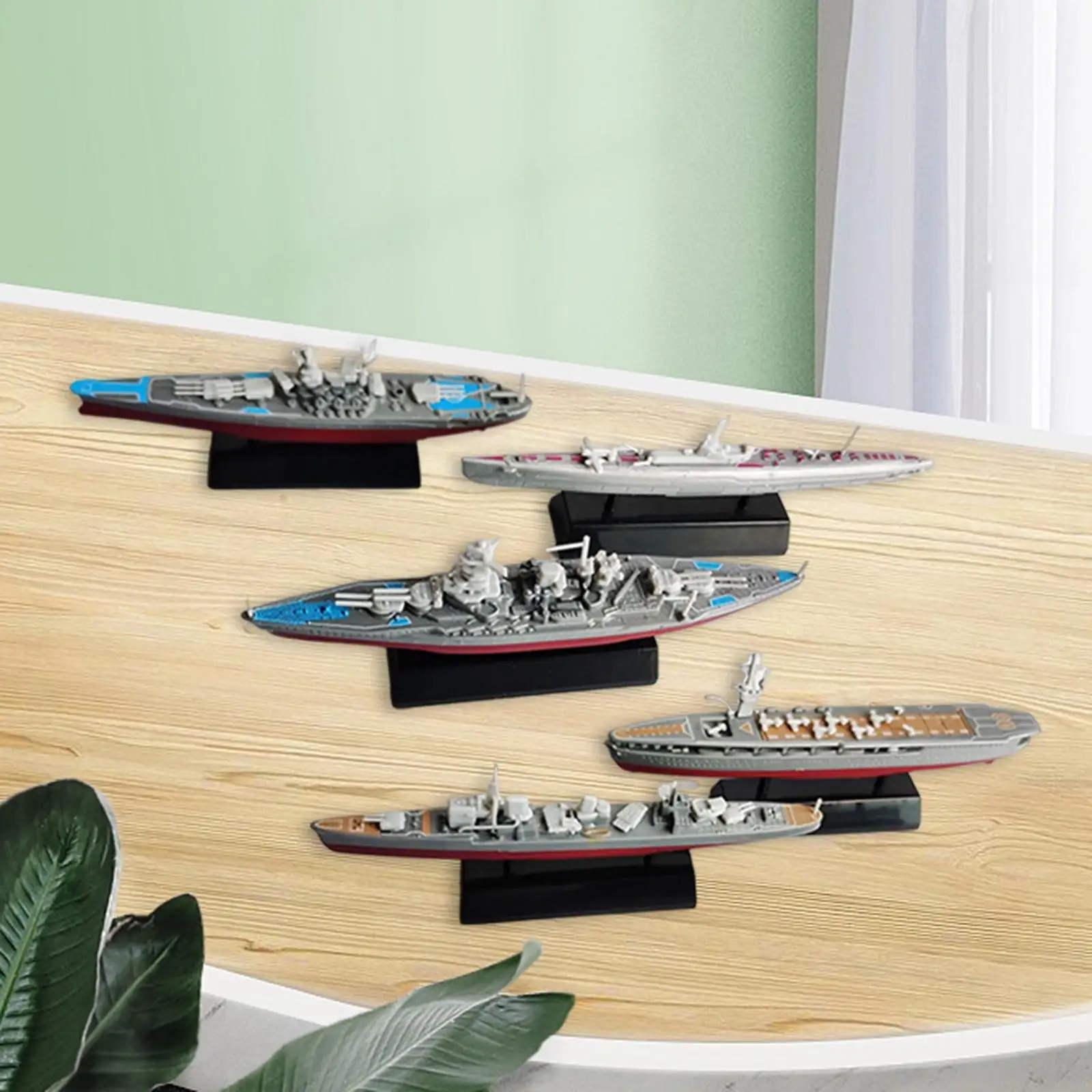 5x Mini Warship Watercraft Model Souvenir Ornaments Gifts Military Display Durable Ship Boat for Book Shelf Teenagers Adult Kids