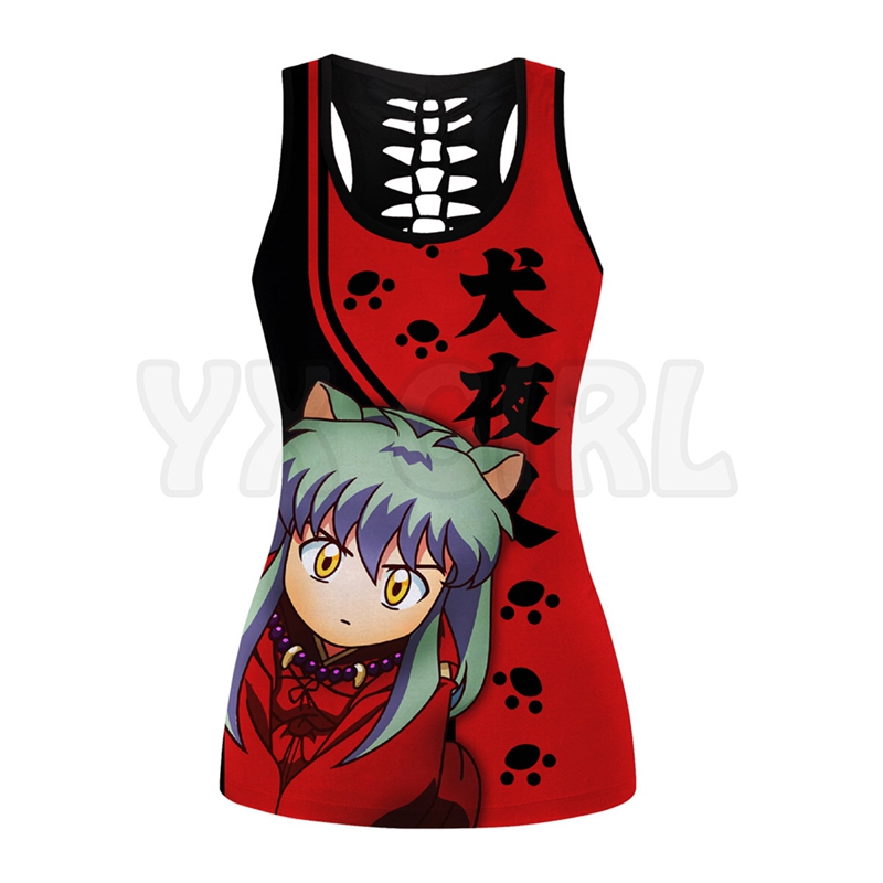 Inuyasha 3d impresso tank top + legging