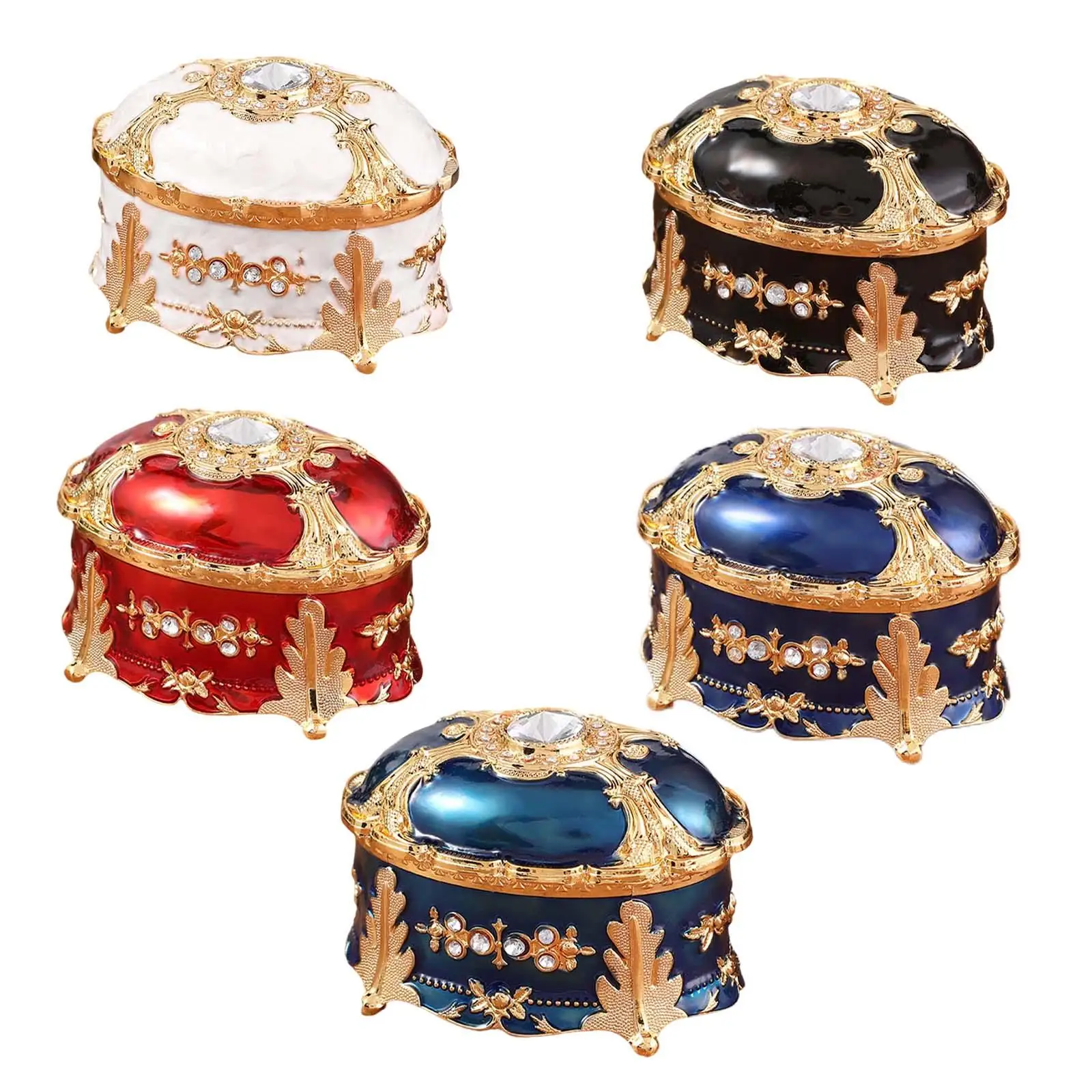 Luxury Vintage Metal Alloy Jewelry Box Organizer, Ornate Keepsake Gift Box, Ring Earrings Treasure Case, for Woman Girl Gift