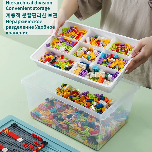 Kids Building Blocks Lego Storage Box Plastic Container 2 Layer Removable  Lids Toy Storage Organizer Box Organizador Home Gadget