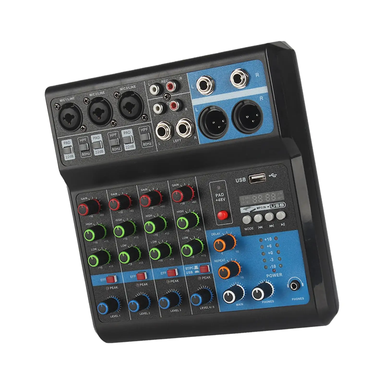 DJ Sound Mixer Mini Mixing Console Digital Mixer US Plug Size 20.5x21x6.5cm for Karaoke