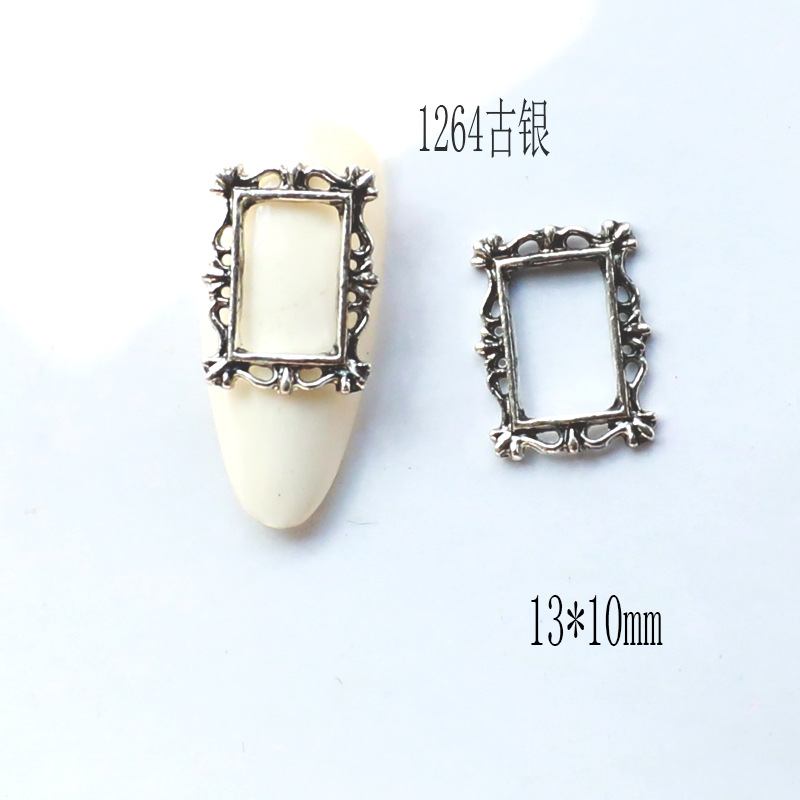 20 Stück Vintage Nail Art Rahmen vier Farben Multi-Formen Retro Legierung Nageldesigns Charms große Edelsteine für Nagelzubehör 2025 – Detail 18
