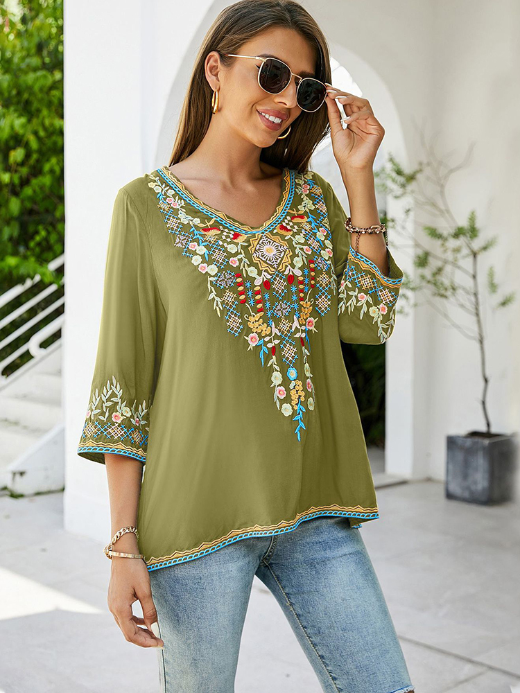 chiques vintage, tops hippie, tops étnicos, estilo boho, outono, S3XL