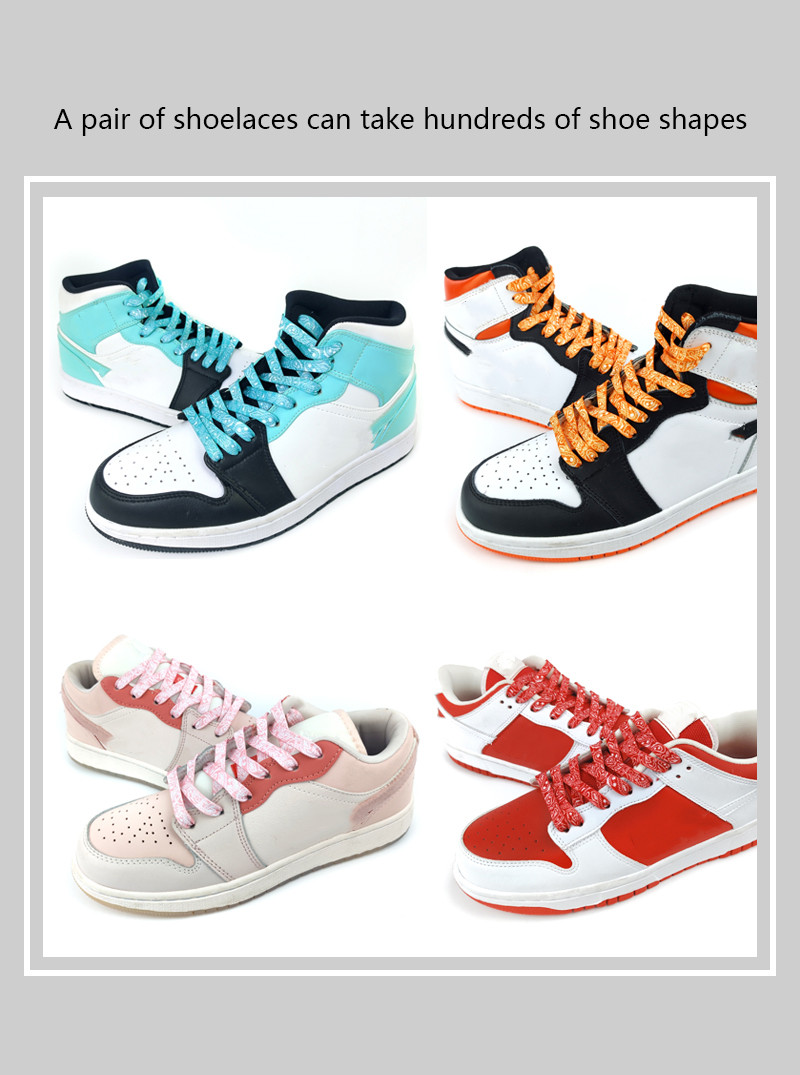 Gilding Flat Shoe Laces Cashew Flower Shoelaces for Sneakers Hand-painted Sports Casual Basketball Tennis Shoelace Shoestrings