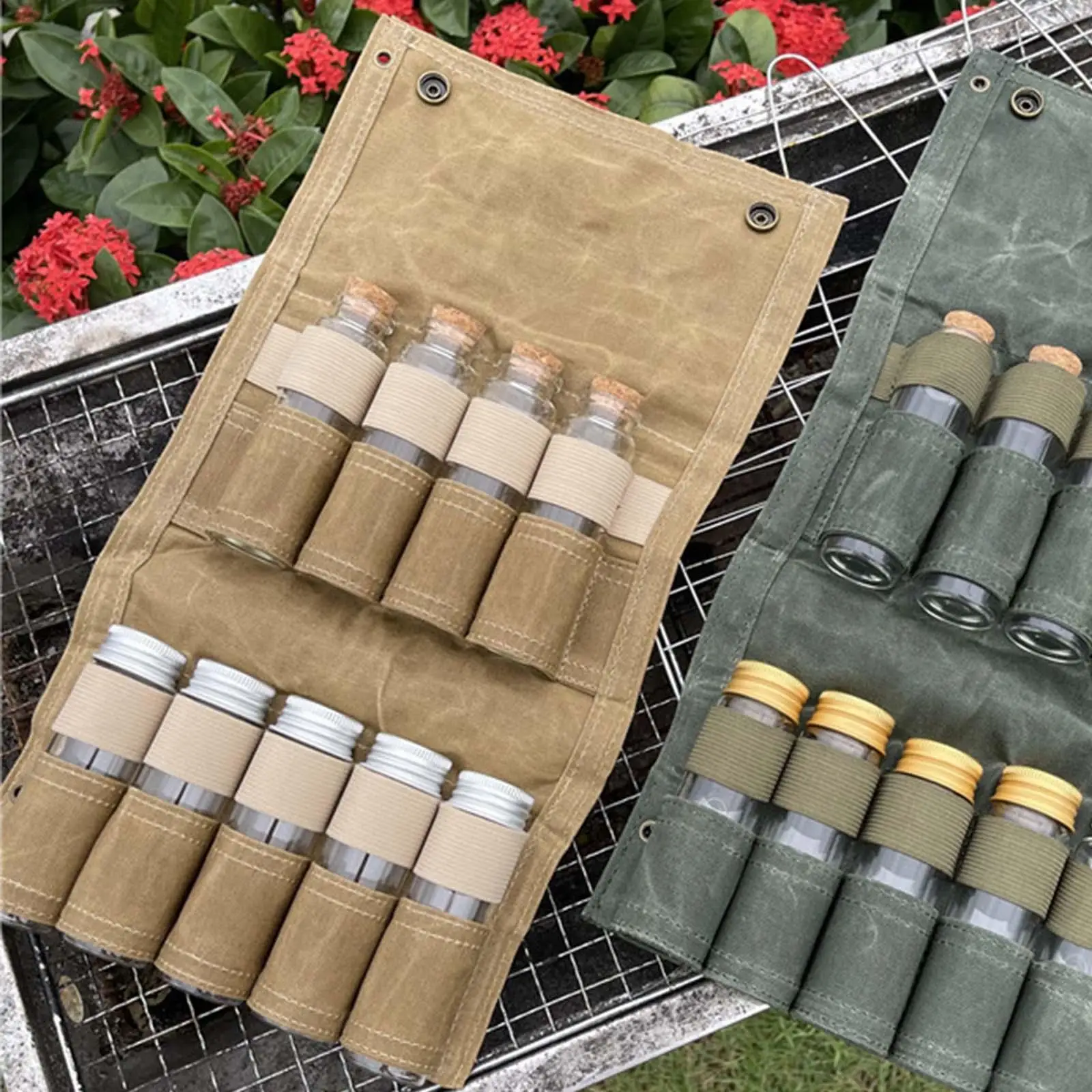 Outdoor Seasoning Bottle Canvas case Combination Set Send 9 Glass Seasoning Bottle Condiment Bottle Kit for Barbecue Travel
