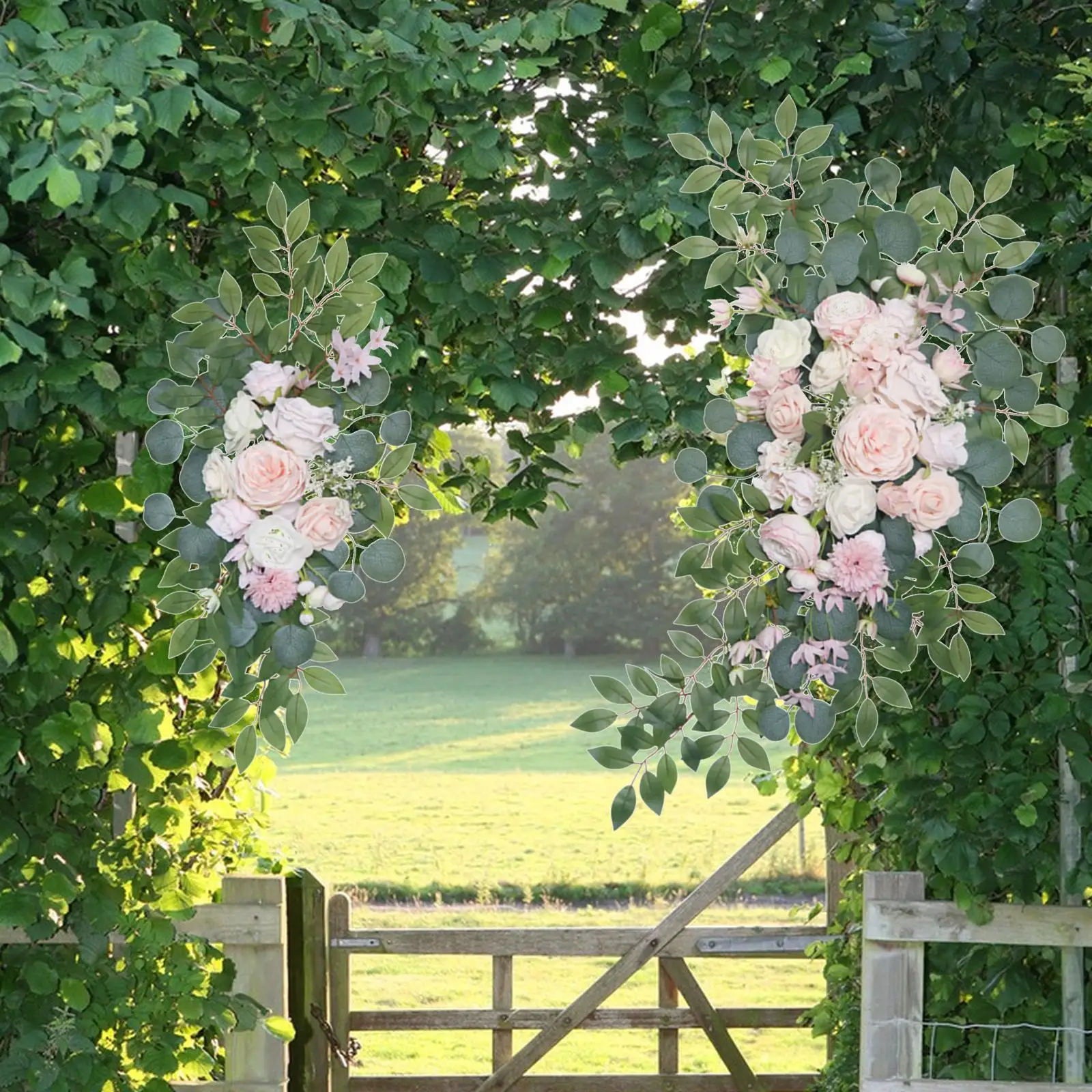 2x Wedding Arch Flower Door Wreath Arbor Artificial Floral Swag