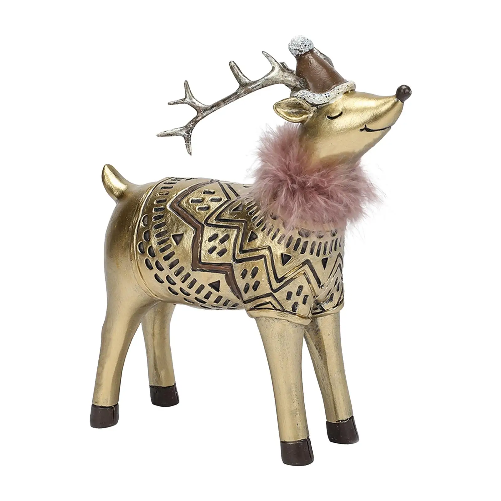 Elk Resin Statue Christmas Ornament Deer Figurine Decor for New Year Party