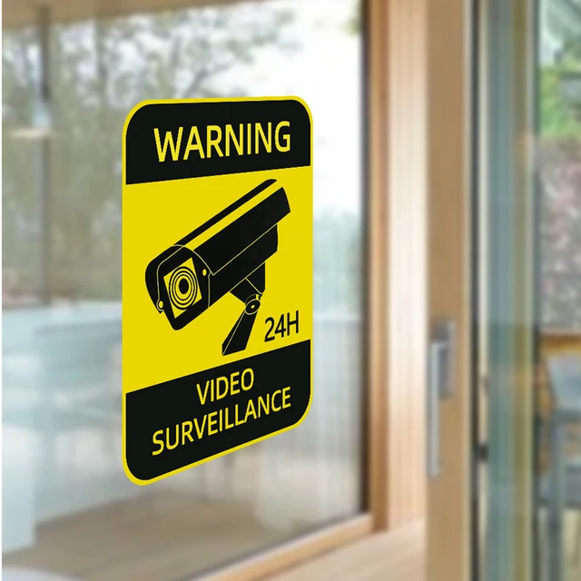 Nuevo diseño de advertencia 24 horas monitoreo impermeable protector solar  marca pegatinas de coche videovigilancia alarma pegatinas, 24cm - AliExpress