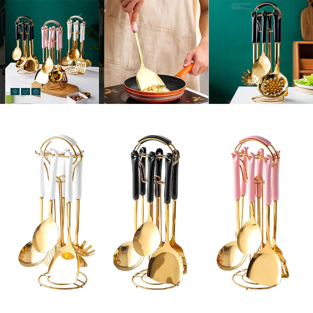 Utensils Set w/ Rotating Rack Kitchen Cooking Gadgets Large Spoon Cookware Utensils Set w/ Rotating Rack Kitchen Cooking Gadgets Large Spoon Cookware