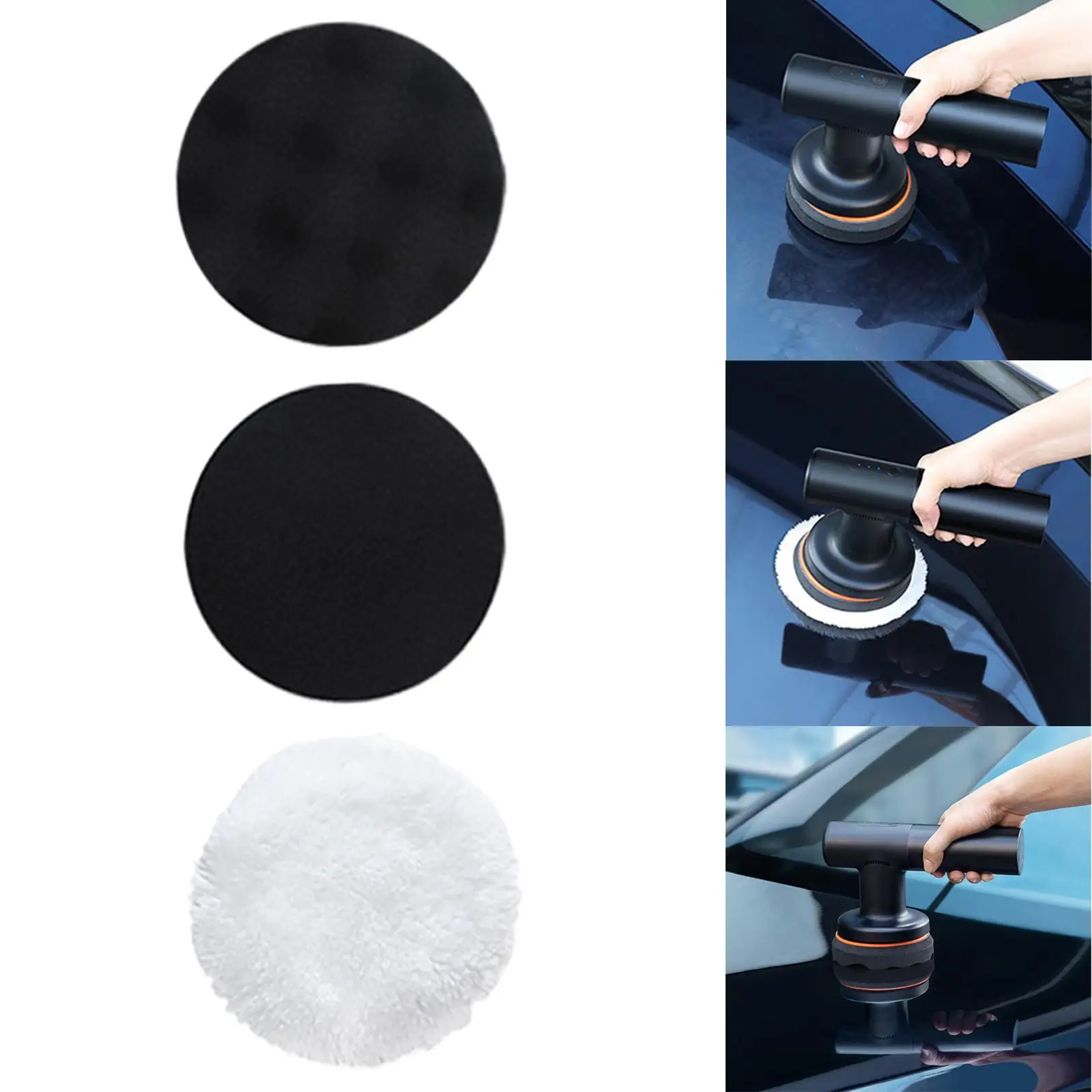 Polishing Pads Kit 3Pcs Waxing Evenly Clean Polish Professional Polisher for Car