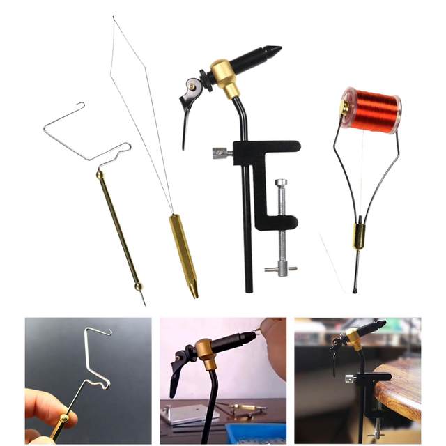 4Pcs Fly Tying Tool Kit Fishing Tackle Whip Finisher Outdoor Threader Fly Tying Vise