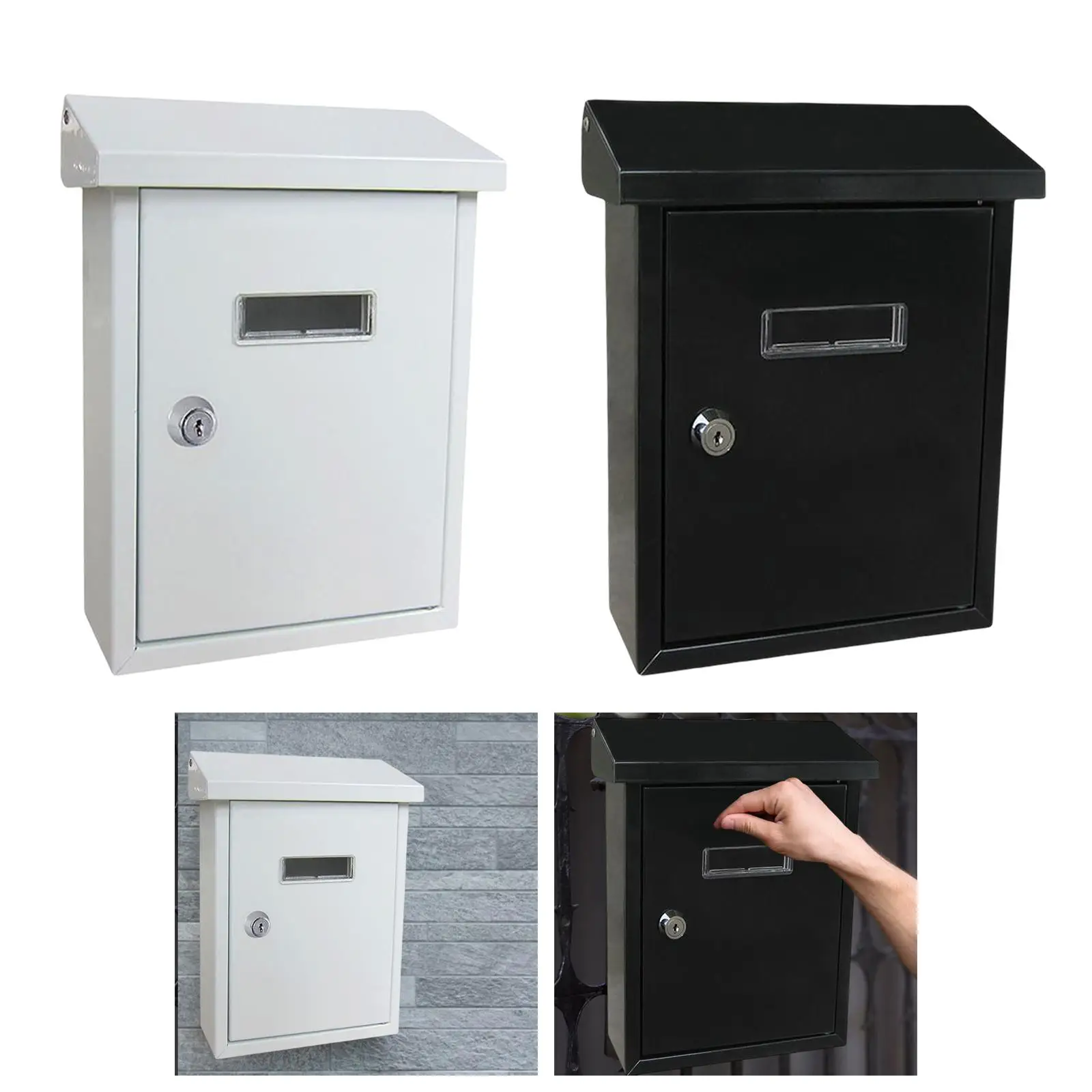 Lockable Wall Mount Mailbox Newspaper Letterbox Mail Box for Business Home Decor Office