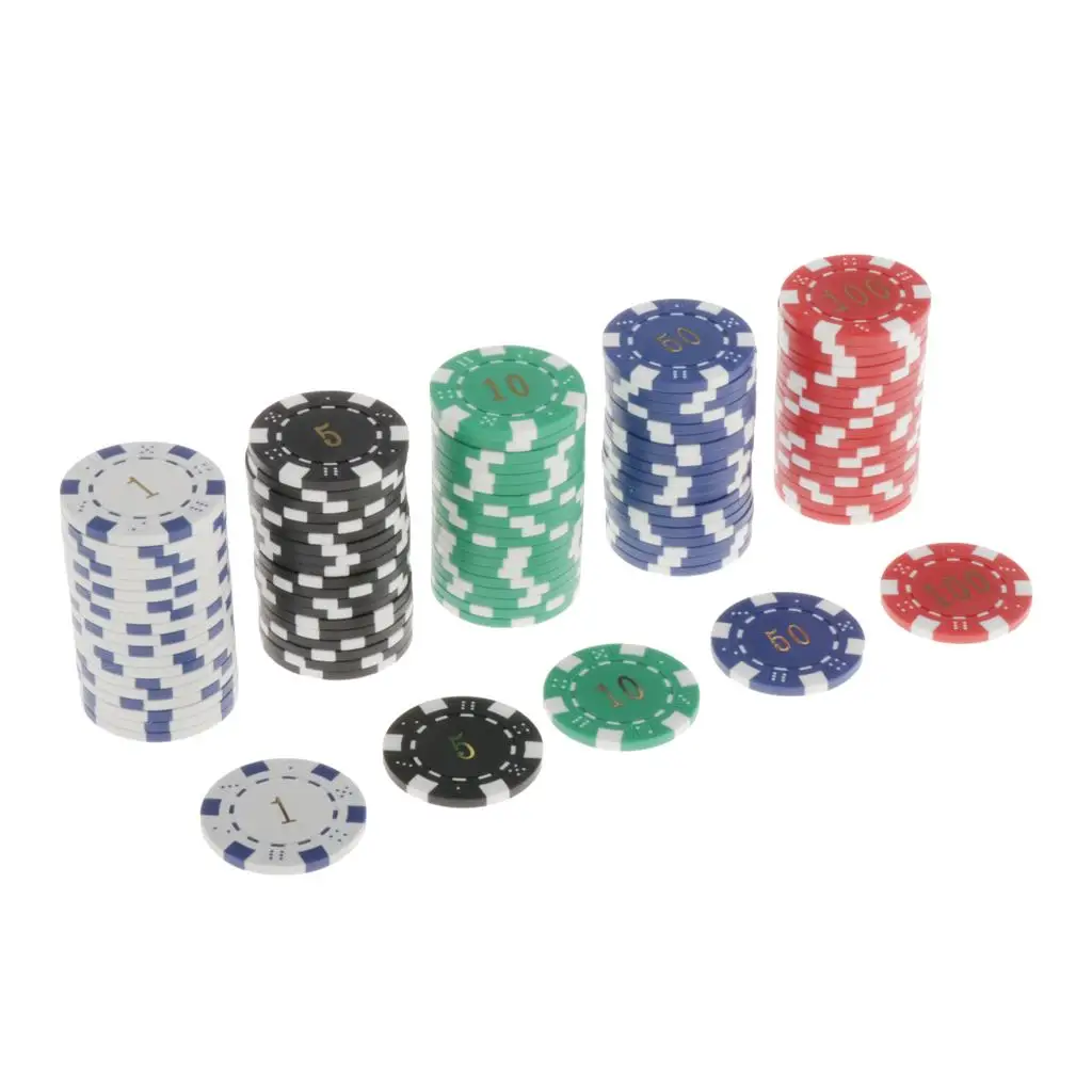 Pack of 100 Chips Texas Hold`Em Poker Chip Set Casino Cards Game Token 4cm