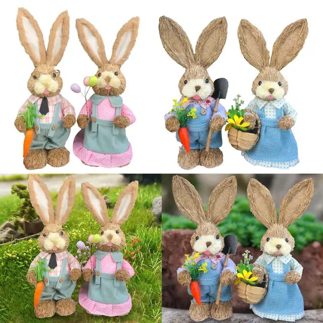 2024 Ostern Stroh Kaninchen Hase Dekoration Stroh Ostern Kaninchen nach  Hause Hochzeit Garten Frühling Ornament künstliche Tiers kulptur -  AliExpress