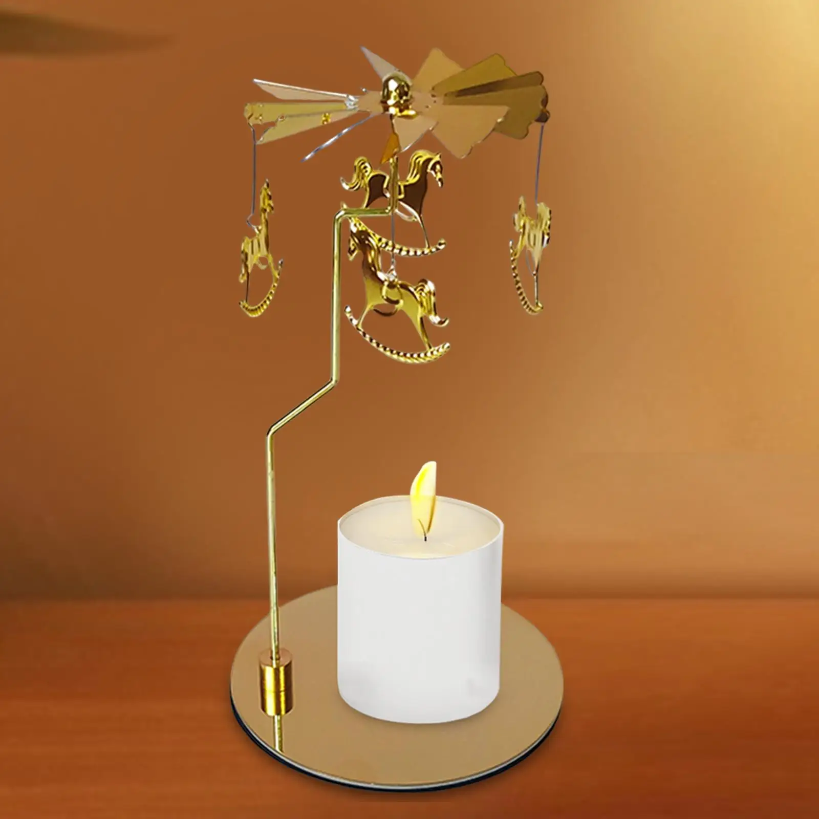 Metal Rotating Candle Holder Rotary Candlestick Romantic for Home Ornament