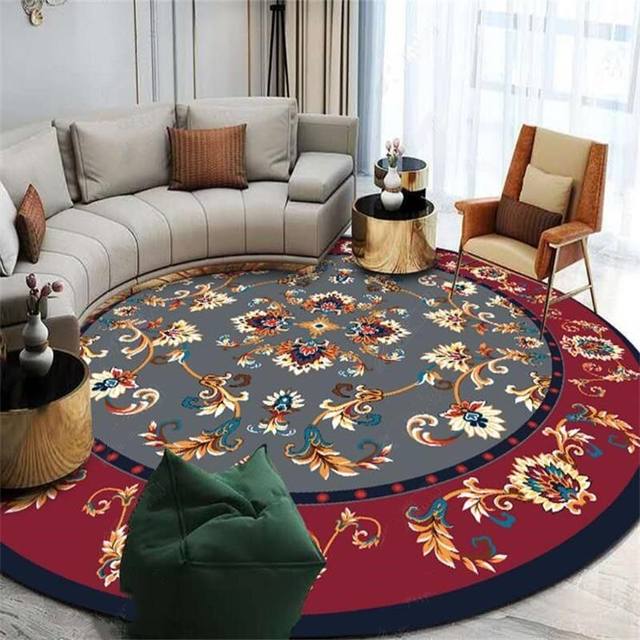 Large Modern Rugs under Piano, Royal Round Rugs in Living Room, Luxury –