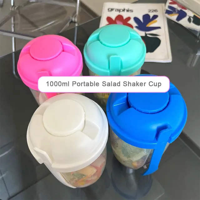 1000ml Portable Salad Shaker Cup Fruit Lunch Dressing Holder Vegetable With  Fork Large Capacity Salad Tool Kitchen Accessories - AliExpress