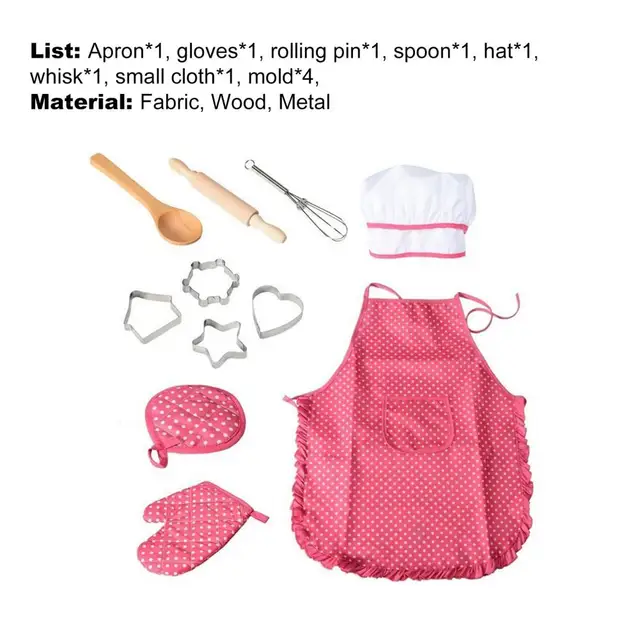 Child Apron Kids Cooking Apron Gloves Hat Set Girls Chef Toy Combo Hat Oven  Mitt Cooking Toddler Dress Up Chef Costume Role Play - AliExpress