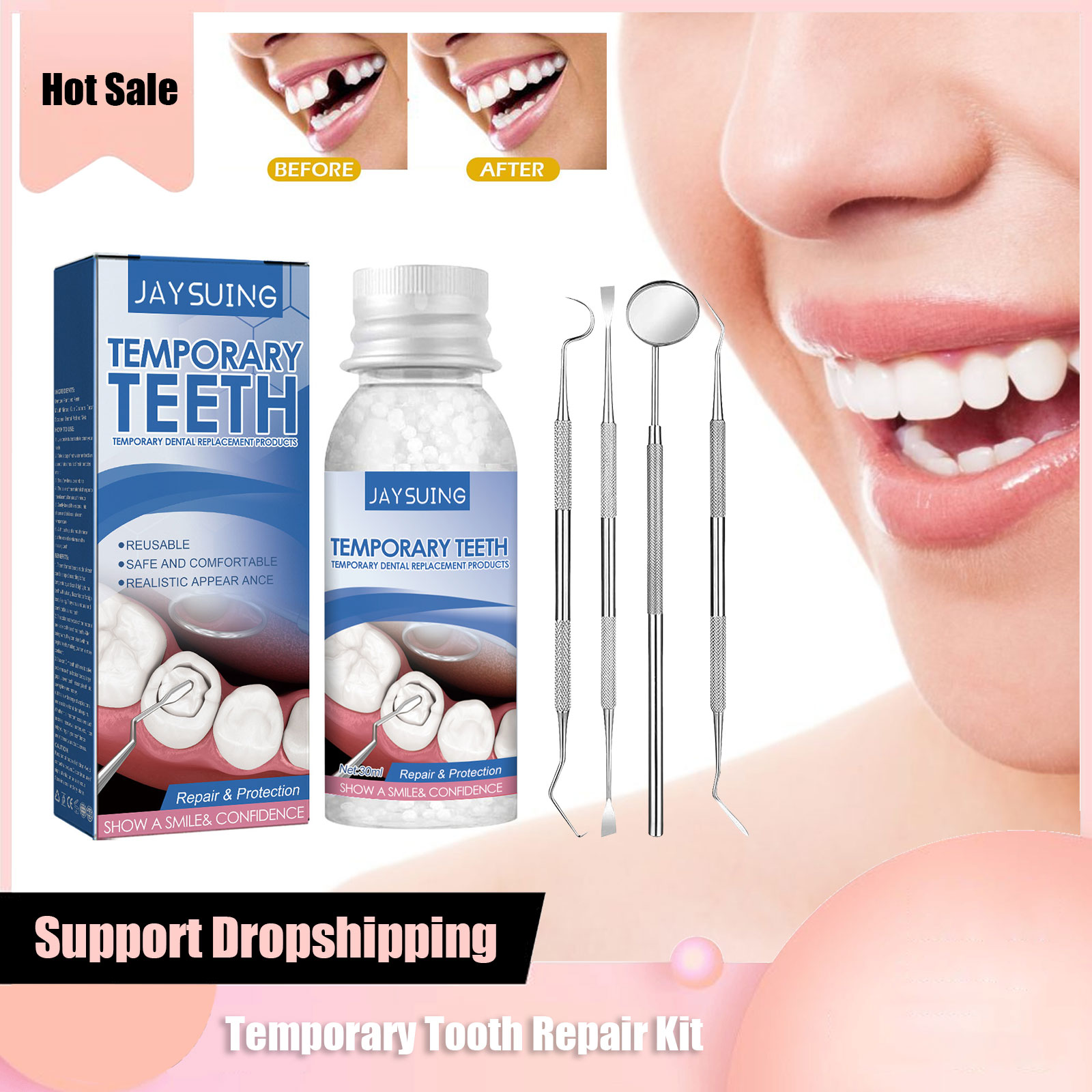 Best of Temporary Tooth Repair Kit Denture Adhesive Teeth Whitening Gel Fill Resin Shapeable Teeth And Gaps Broken FalseTeeth Solid Glue Reviews & Tips