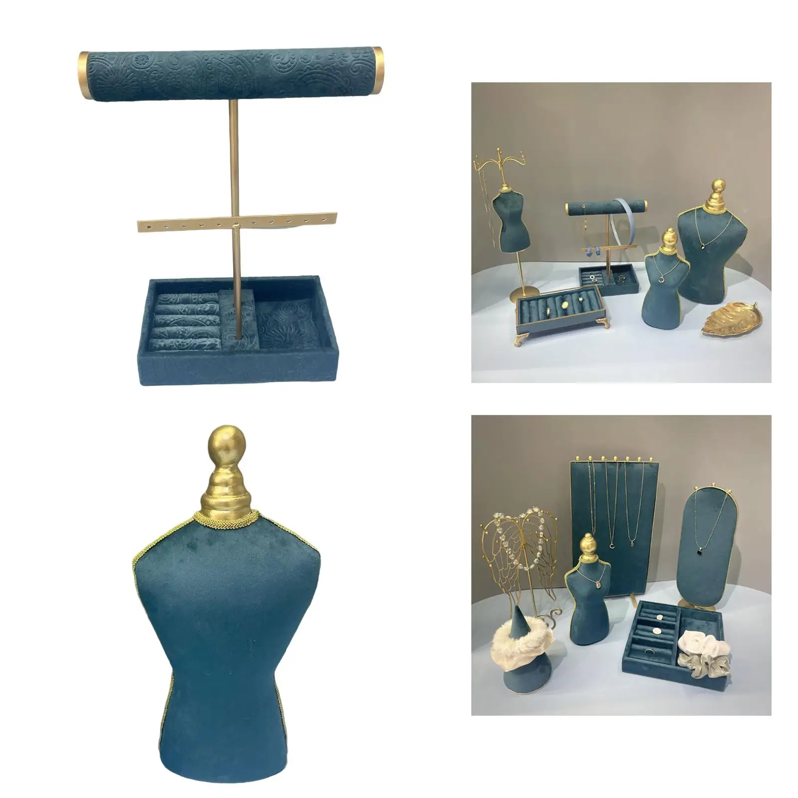 Jewelry Display Props Elegant Flannel Necklace Display Stand Organizer Hanger for Pendant Dresser Showroom Organisation Girls