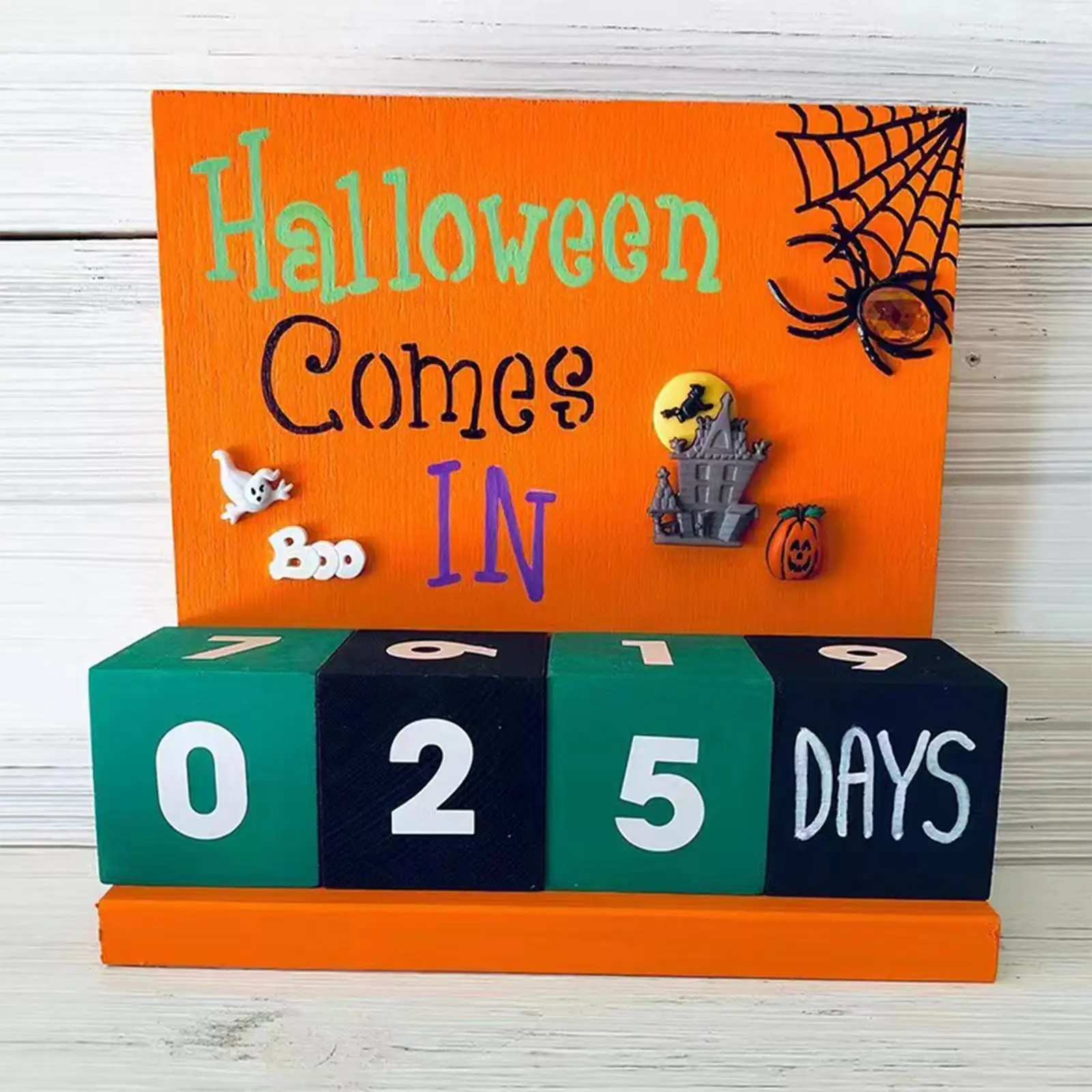 Countdowns Calendar Block Halloween, Party Classroom Wooden Advent Calendar