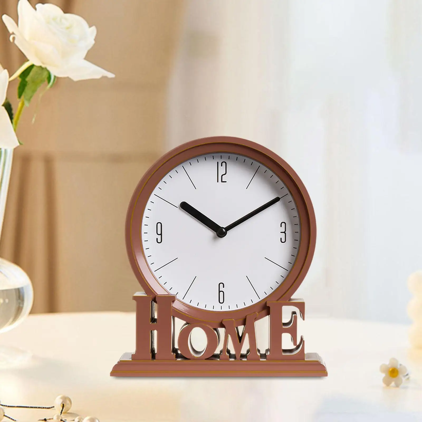Vintage Style Desk Clock Non Ticking Decorative for Mantel Reading Mantel for