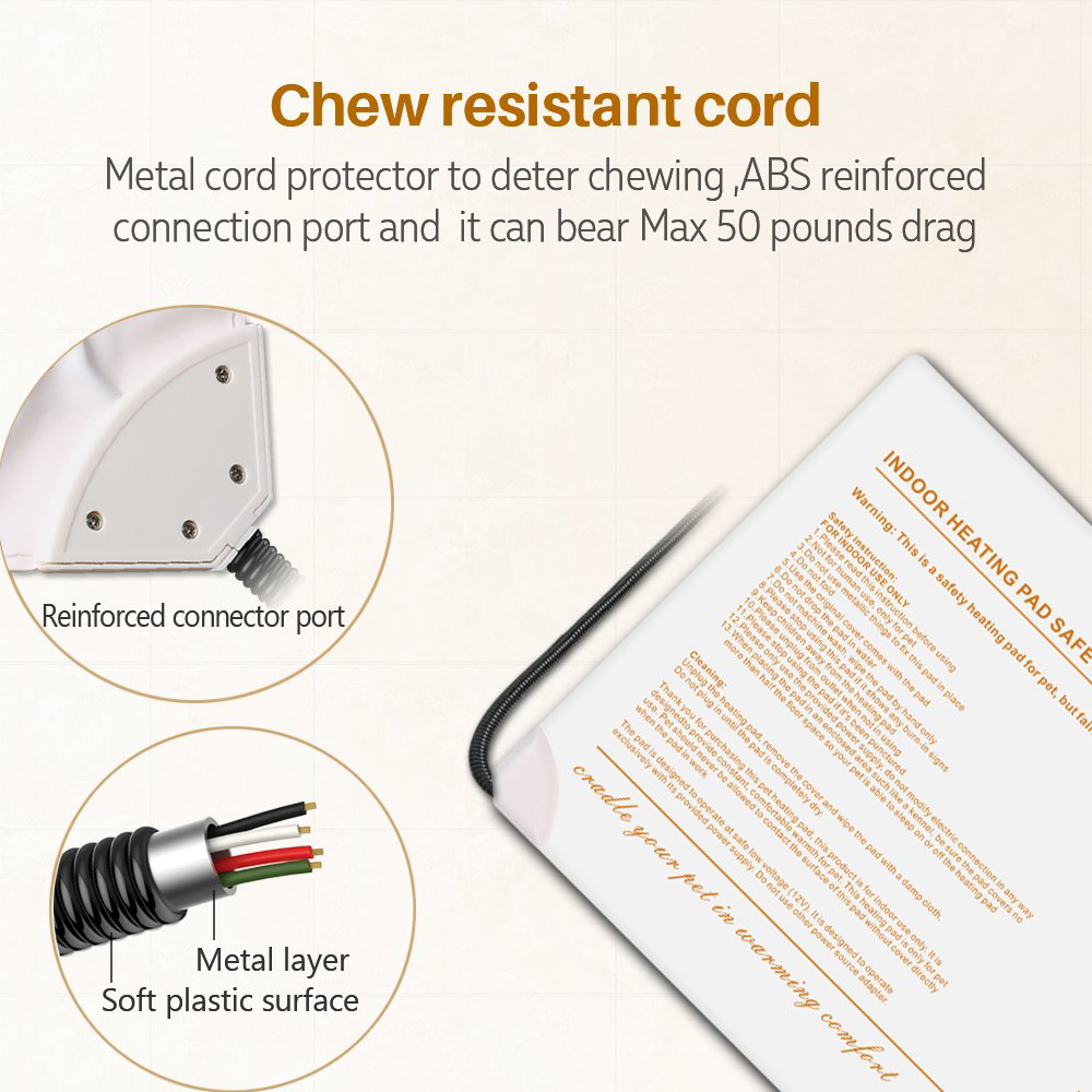Description Picture 5 of itemChew Resistant Pet Heat Mat Dog Cat Waterproof Adjustable Warm Pet Heating Pad 40*30cm for Cat and Dog